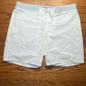 Simple White Nilon Pull On Low Rise Light Weight Athletic Shorts A38